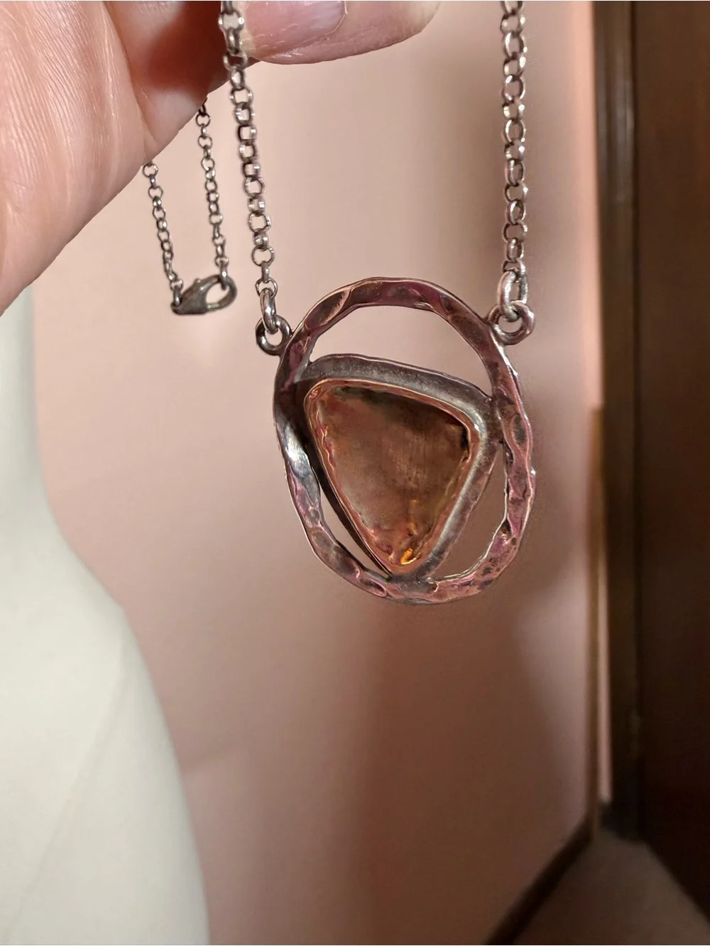 Vintage Modernist Sterling silver gold Abstract Minimalist Pendent Necklace